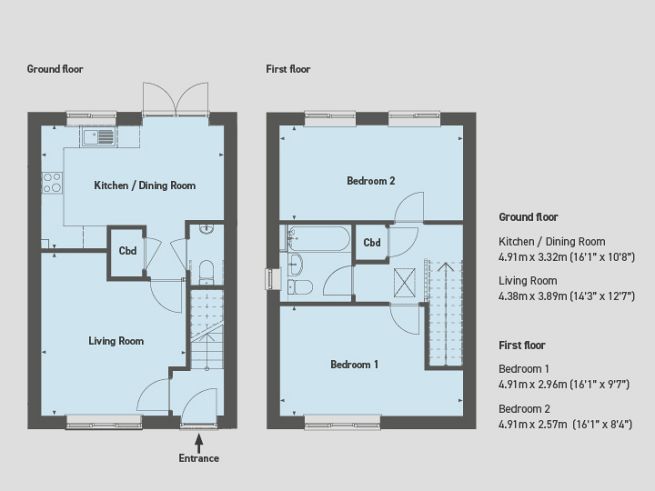 Floor plan, 2 bedroom house  - artist's impression subject to change